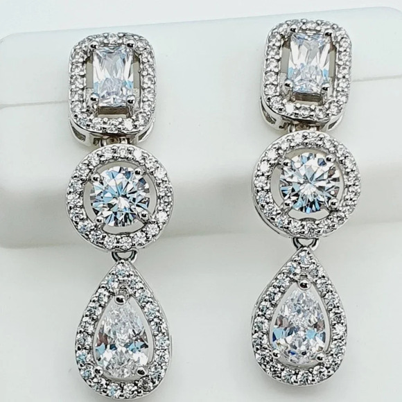 "925 Sterling Silver Cubic Zircon Earrings, UU1P7A7024 - Picture 10 of 11